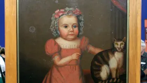 Girl And Cat Folk Art Portrait Wallpaper