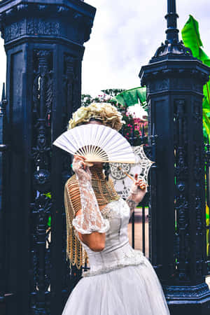 Girl Cover White Fan Intrigued Wallpaper