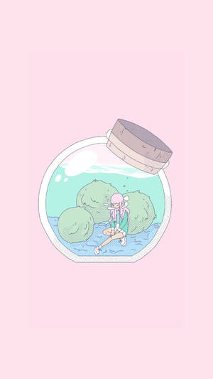 Girl Cute Aesthetic In The Bottle Wallpaper