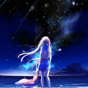 Girl Looking At Stars Anime Art Wallpaper