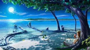 Girl On Stunning Paradise Wallpaper