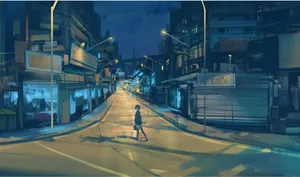 Girl Passing On An Empty Street Wallpaper