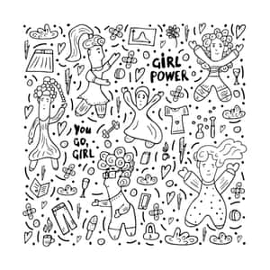 Girl Power Doodle Celebration Wallpaper
