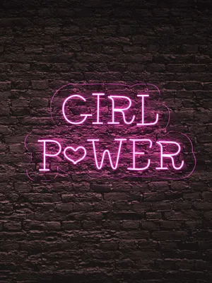 Girl Power Neon Sign Dark Brick Wall Background Wallpaper