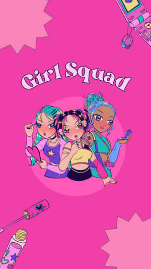 Girl Squad Y2 K Animated Style Wallpaper
