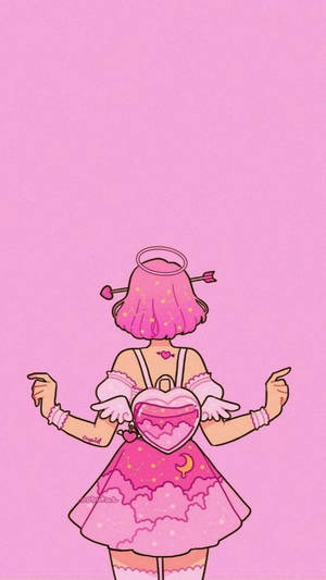 Girl With Backpack Aesthetic Pink Anime Wallpaper