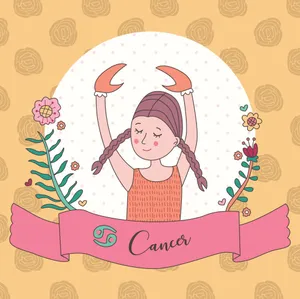 Girl With Crab Pincers Cute Cancer Zodiac Sign Wallpaper