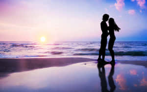 Girlfriend And Boyfriend Purple Sunset Wallpaper