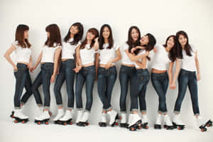 Girls Group Roller Skating Photoshoot Wallpaper