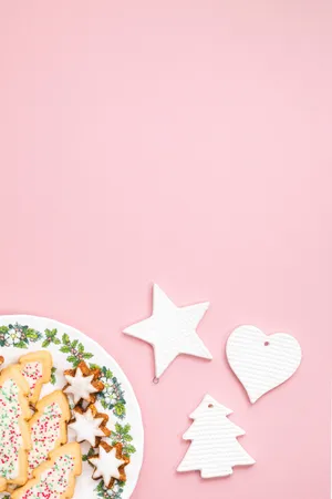 Girly Christmas Cookiesand Decorationson Pink Wallpaper