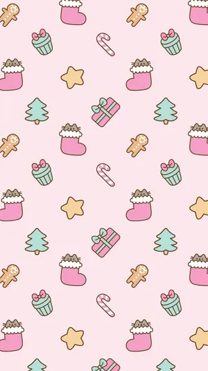 Girly_ Christmas_ Pattern_ Background Wallpaper