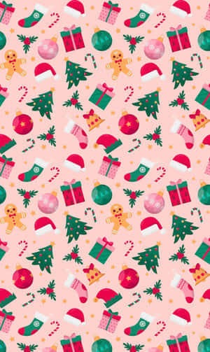 Girly_ Christmas_ Pattern_ Background Wallpaper