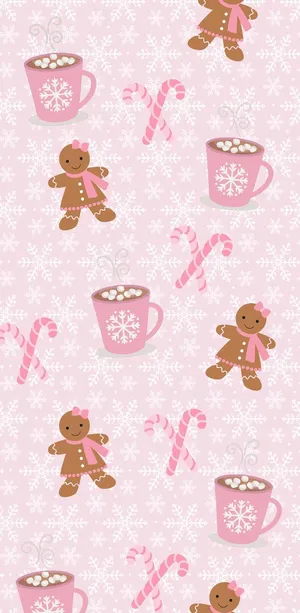Girly_ Christmas_ Pattern_with_ Gingerbread_and_ Hot_ Cocoa.jpg Wallpaper