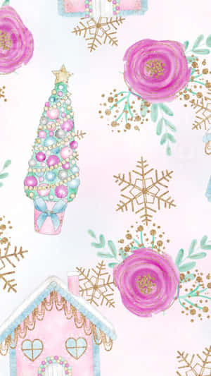 Girly_ Christmas_ Pattern_with_ Pastel_ Decorations Wallpaper