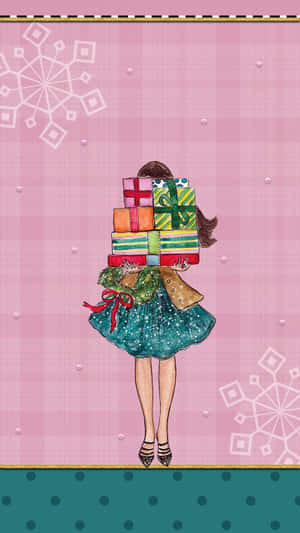 Girly Christmas Shopping Spree Wallpaper
