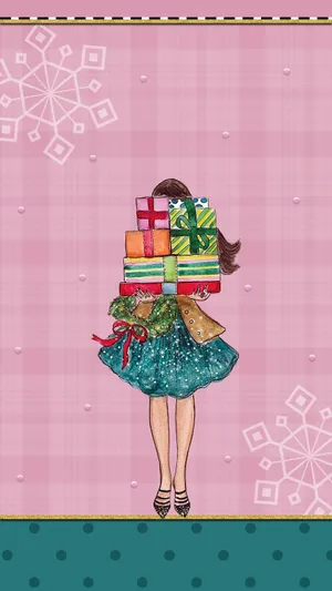 Girly Christmas Shopping Spree Wallpaper