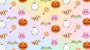 Girly Cute Halloween Pattern Wallpaper