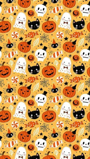 Girly_ Cute_ Halloween_ Pattern Wallpaper