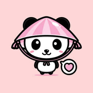 Girly Cute Panda Farmer Hat Wallpaper