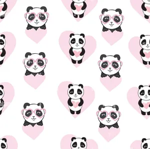 Girly Cute Panda Heart Vector Wallpaper