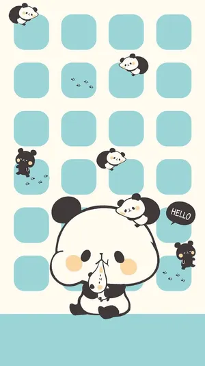 Girly Cute Panda Mochi Phone Wallpaper