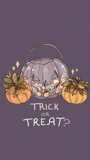 Girly Halloween Pumpkinand Candy Bucket Wallpaper