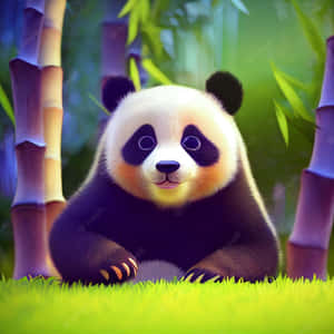 Girly Panda Resting Near Forest Wallpaper