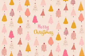 Girly Pastel Christmas Trees Pattern Wallpaper