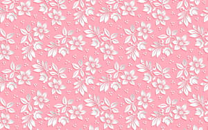 Girly White And Pink Florals Wallpaper