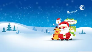 Girly Xmas Santa Cartoon Wallpaper