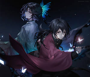 Giyu Tomioka Glowing Butterfly Wallpaper