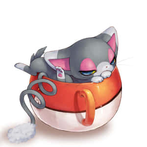 Glameow Sleeping In Mug Wallpaper
