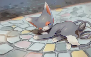 Glameow Sleeping Winking Wallpaper