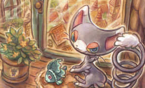 Glameow With Finneon Wallpaper