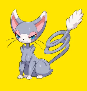 Glameow Yellow Background Wallpaper