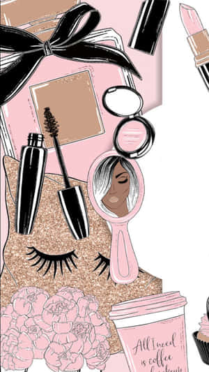 Glamorous Pink Makeup Look Wallpaper