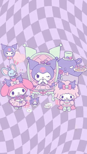 Glamorous & Stylish Kuromi Pattern Wallpaper Wallpaper