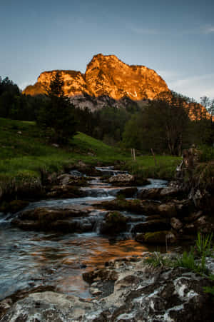 Glarus Mountain Sunset Stream.jpg Wallpaper