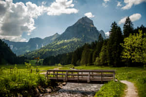 Glarus Mountain Viewwith Bridge Wallpaper