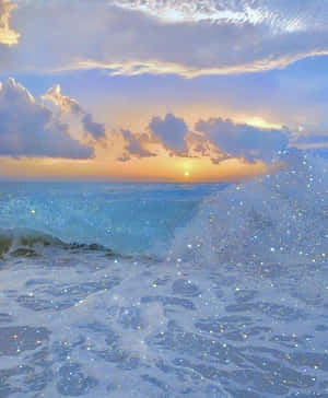 Glaucous Sunset Beach Sparkle Wallpaper