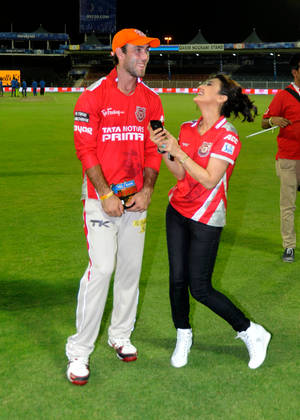 Glenn Maxwell With Preity Zinta Wallpaper