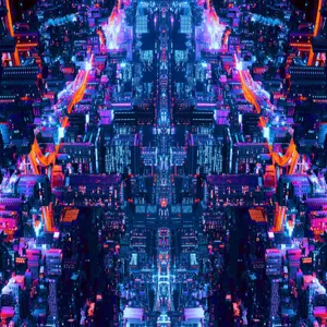 Glitch Effect Aerial City View Wallpaper