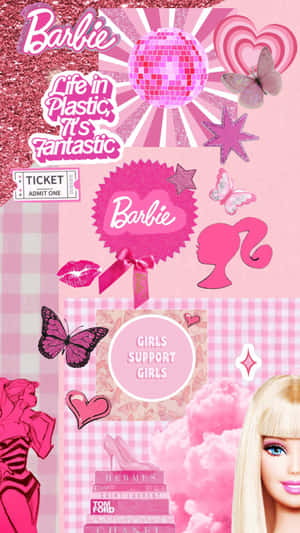 Glitter Barbie Aesthetic Collage Wallpaper