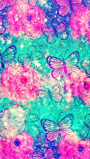 Glitter Galaxy Butterflies Wallpaper