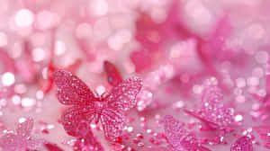 Glitter Pink Butterfly Backdrop Wallpaper