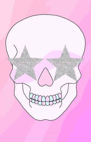 Glitter Star Eyed Skull Graphic Wallpaper