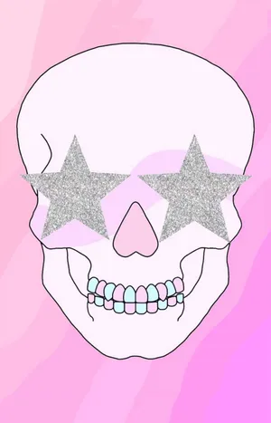 Glitter Star Eyed Skull Graphic Wallpaper
