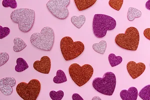 Glittery Hearts Pink Backdrop Wallpaper