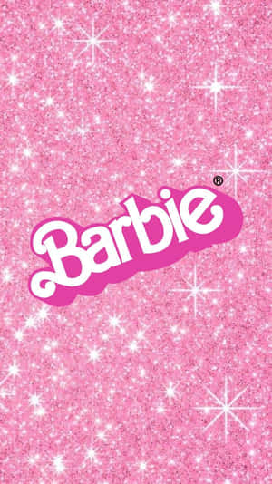 Glittery Pink Barbie Logo Background Wallpaper