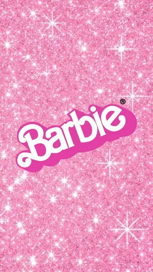 Glittery Pink Barbie Logo Background Wallpaper